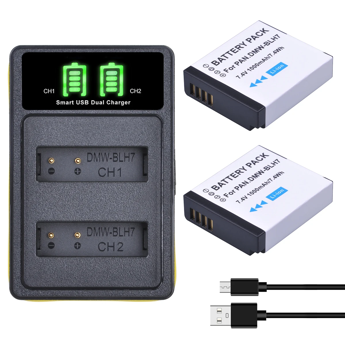 Dmw-Blh7 Dmwblh7 Dmw Blh7Pp Dmw Blh7E Batterie + Caricatore Usb Led Per Panasonic Lumix Dmc-Gm5 Dmc-Gf7 Dmc-Gf8