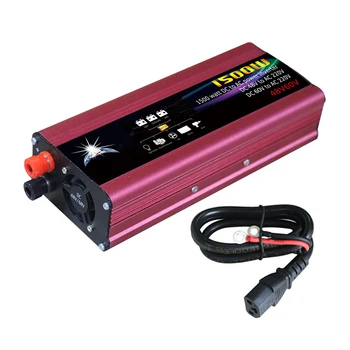 

Car Power Inverter LED Indicator Power Converter Intelligent Cooling Universal Modified Sine Wave 1500W DC 48V/60V to 220V AC