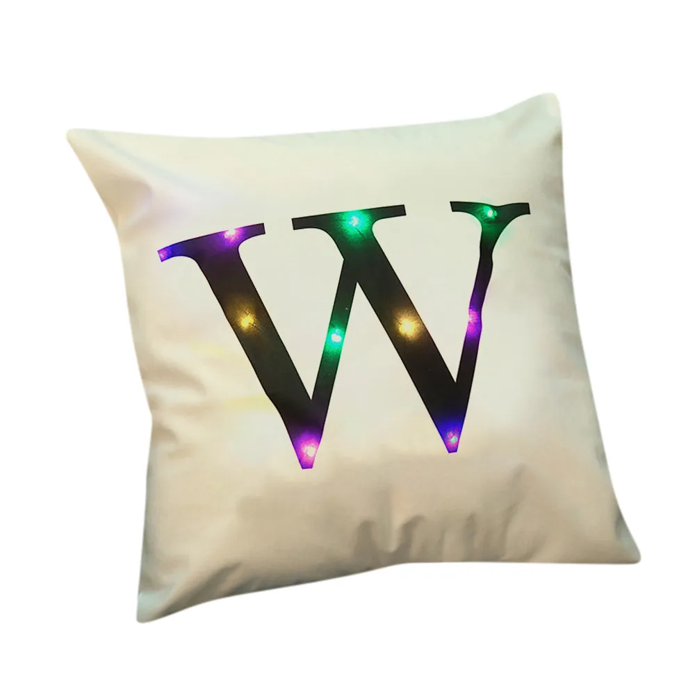 The New Color Lights Christmas Pillow LED Lights Pillow Creative Printing Linen - Цвет: W