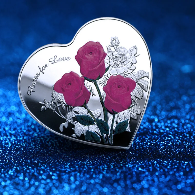 Commemorative Coin Collection Coin Rose Emulation Metal Silver Ornaments Badge Gifts Adornment Coin Game Currency Home Decor