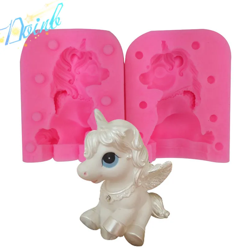 

Doinb 3D Unicorn shape silicone soft candy mold cake decorating tool Candy Chocolate Mold