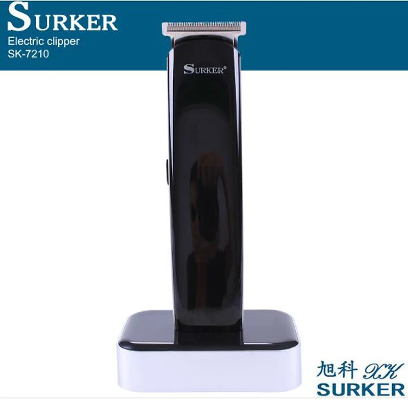 Surker, электрический триммер для волос, SK-7210, 2 в 1, беспроводная перезаряжаемая машинка для стрижки волос, триммер для волос в носу, виски, триммер для бороды - Цвет: Серый