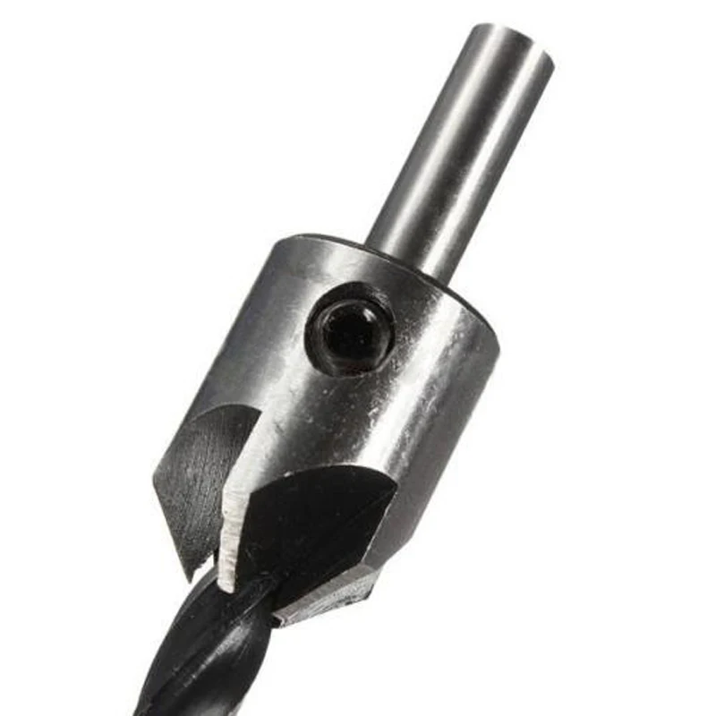 4pcs Useful HSS 5 Flute Countersink Drill Bit Set Drill Press Set Chamfer Reamer Woodworking Power Tools 3mm-6mm