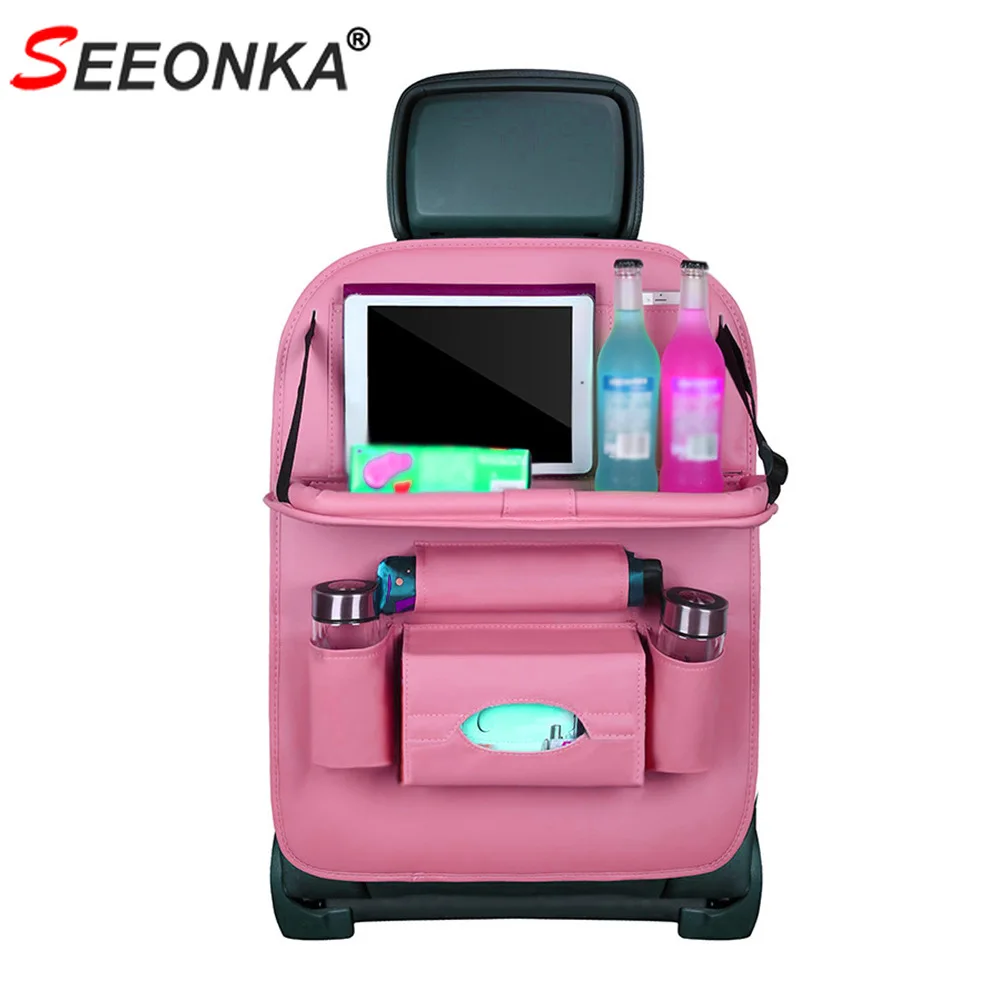 

Drinker Holder Table Car Seat Back Storage Bag with Dinning Table Umbrella Tissue Holder Black Pink Women Men Girl Car Products