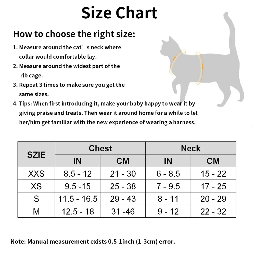 cat harness size