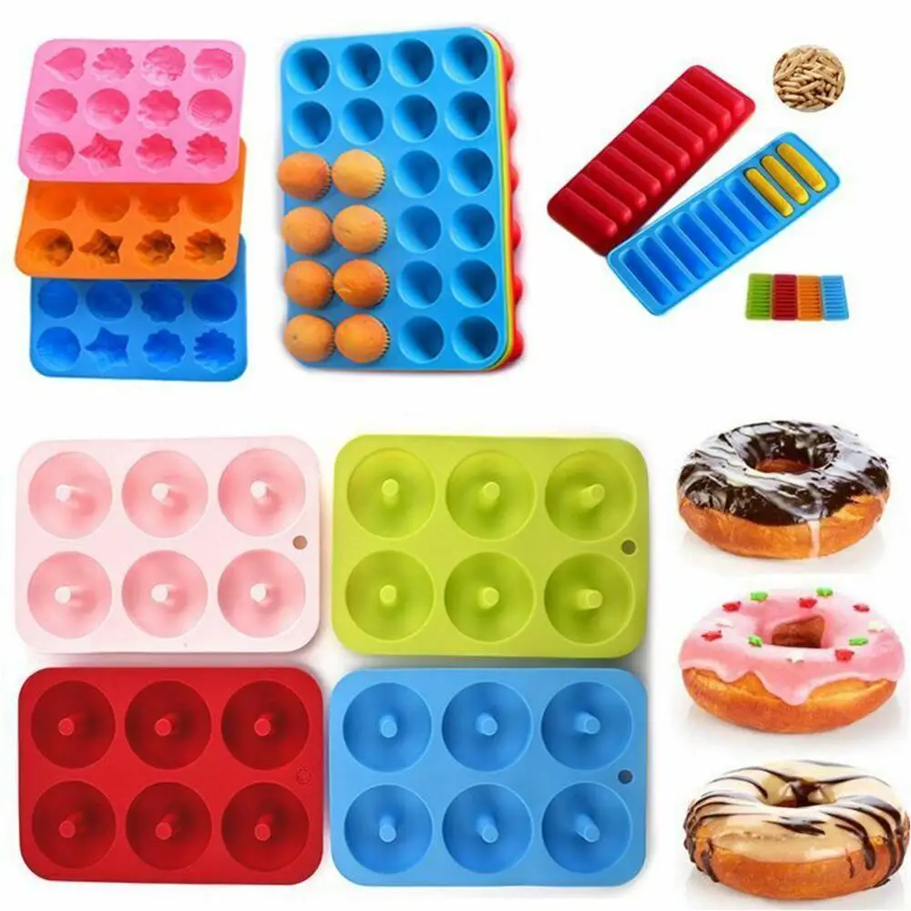 Random Color Cake Chocolate Silicone Mold Reusable Donut Making Mold Baking Pastry Round Shape DIY Decoration Tool