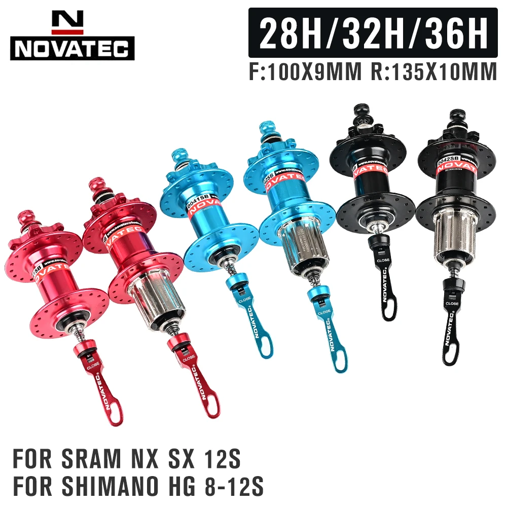 Novatec D041SB D042SB MTB 허브 앞뒤 세트 스틸 프리허브 28/32/36H HG SX NX 8-12단 6볼트 디스크 QR 9x100 10x135mm
