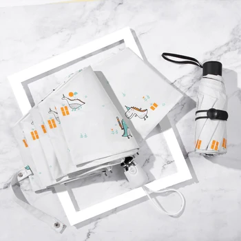 

5 Fold Cartoon Ultra Light Uv Protection Folding Umbrella Cute Black Coating Sun Umbrella Children Travel Umbrella Mini U6B