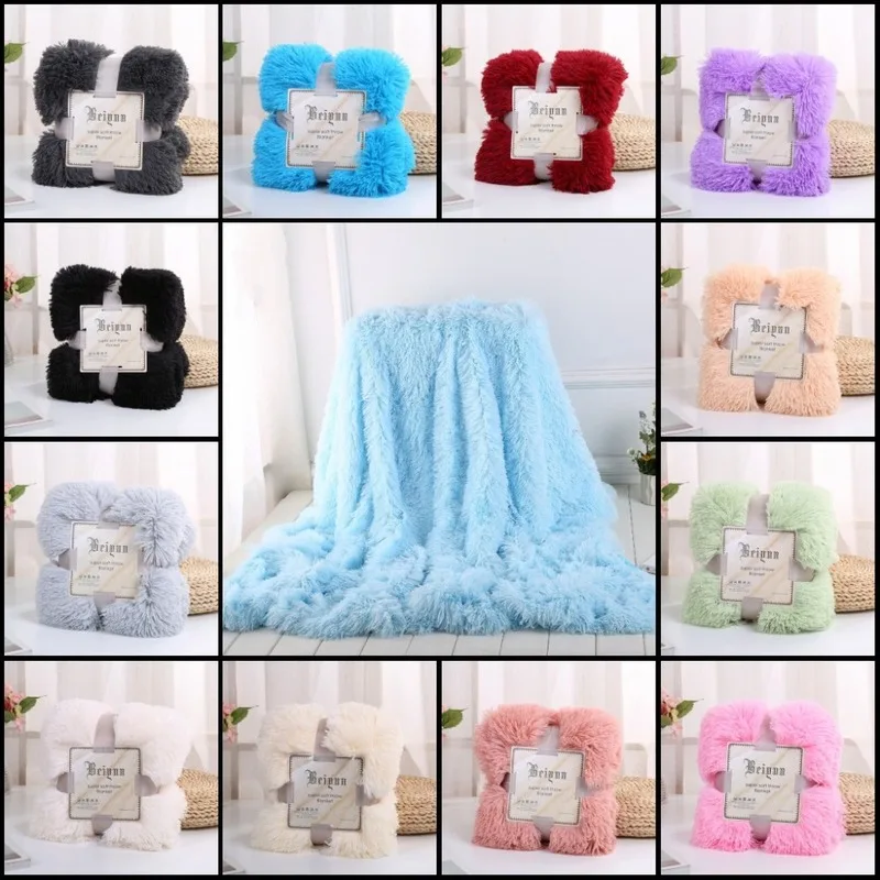 Comprare Morbido Coperte e Plaid Coperta Lunga Shaggy Fuzzy BK02 Pelliccia di Pelliccia Del Faux Caldo Eleganti Accoglienti Ed Eleganti Con Soffici Sherpa Plaid Adulto Copriletto Divano coperta