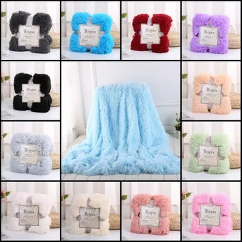 

Soft Throw Blanket Long Shaggy Fuzzy BK02 Fur Faux Fur Warm Elegant Cozy With Fluffy Sherpa Plaids Adult Bedspread Sofa Blanket
