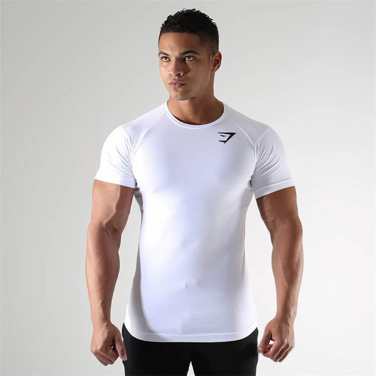 Camiseta deportiva de manga corta para hombre, ropa de entrenamiento de secado rápido, medias de compresión transpirables para trotar, chándal de Fitness para gimnasio, novedad de verano