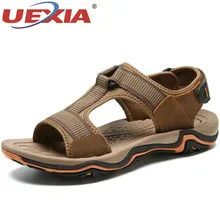UEXIA; Брендовые мужские кожаные сандалии; модные шлепанцы; Мужская дышащая летняя пляжная обувь; сандалии; повседневная мужская обувь; размеры 38-45