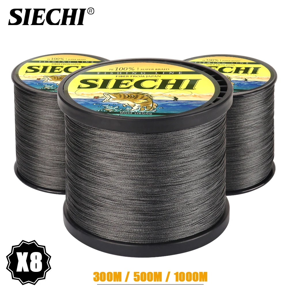 

SIECHI100% 2020 PE Braided Fishing Line Black Multifilament Sea Saltwater Fishing Cord Strong 8 Strands 300M 500M 1000M 20-88LB