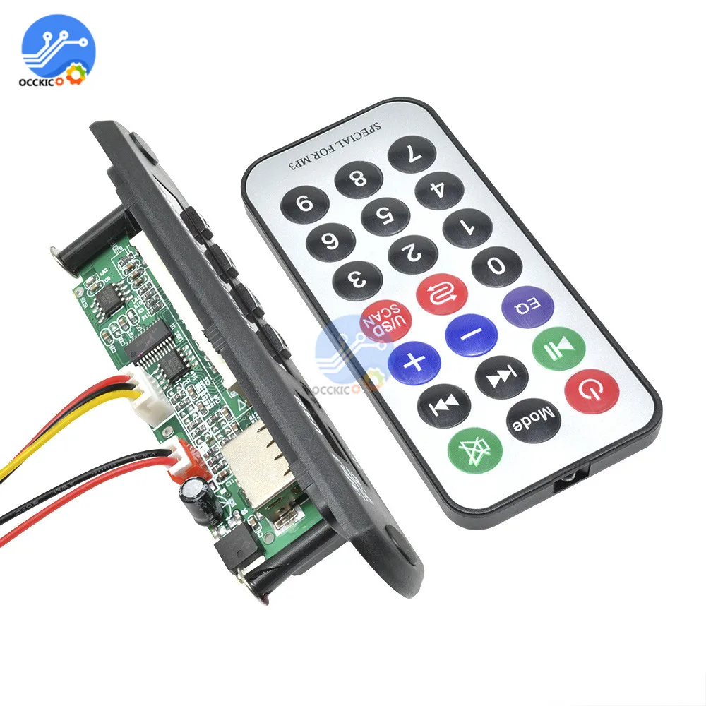 Car MP3 Decoder Board TF Card Radio FM USB Aux MP3 Music Player with LCD Screen Remote Control for Car Speaker DIY