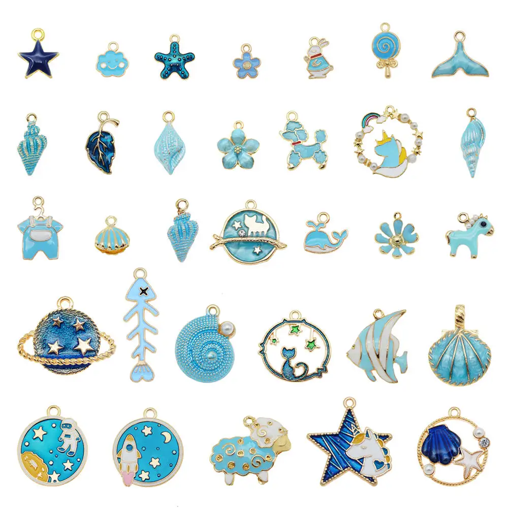 10pcs Mix Color Enamel Charms Flower 