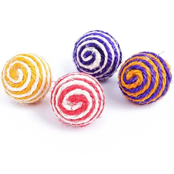 

New 1 x Pet Dog Cat Rope Ball Kitten Teaser Chew Rattling Cute Playing Toys Sisal (Random Colour)