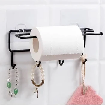 

Cabinet Iron Paste Towel Storage Rack Kitchen Paper Racks Hook Kitchenware Holder Bathroom Bracelet Brush Storage Racks Holder