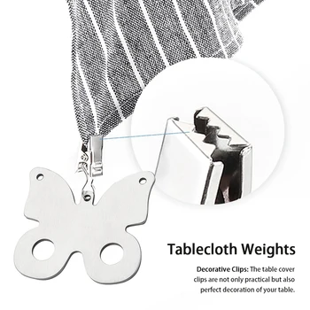 

6pcs Indoor With Clips Tablecloth Weights Outdoor Picnic Windproof Garden Stainless Steel Heavy Duty Home Restaurant Pendant