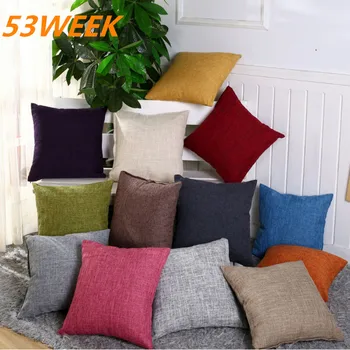 

53WEEK linen solid color cushion pillowcase 13 color living room cushion pillowcase Optional factory direct sales2020