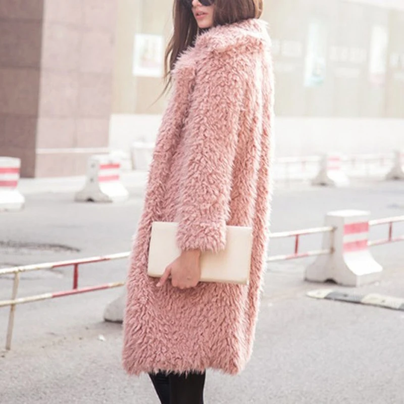 Long Wool Coat Women Coat Outerwear Winter Clothing Fashion Warm Woolen Blends Female Elegant Solid Outerwear Fashion