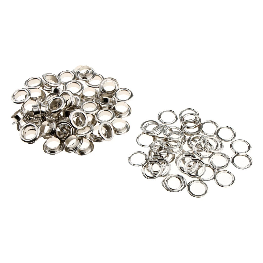 50 Pieces Metal Eyelets with Washers Leathercraft Accessories for Clothing Decoration Crafts, 10 Types Available