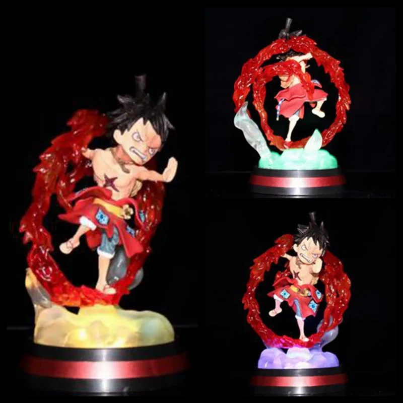 Одна штука Аниме Фигурки игрушки красочные светящиеся земли WANO Luffy кимоно Q Ver. ПВХ