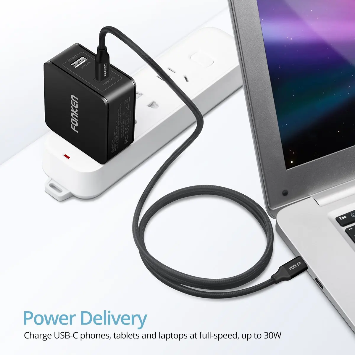 FONKEN USB Type C PD зарядное устройство 42 Вт 2 порта адаптер питания США штекер Flod Quick Charge