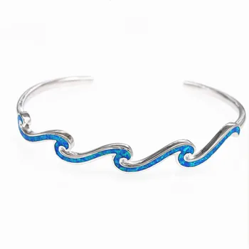 

JZB0225 Women's Bangles Blue Wavy Opal Bangle Women's Jewelry Gift