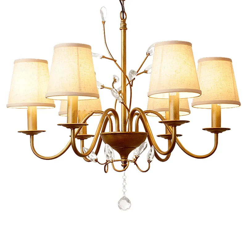 Candelabro de cristal para el hogar, luz de hierro retro, villa, sala