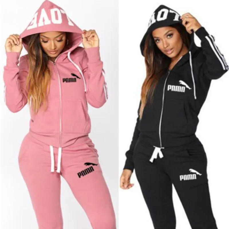 

Autumn Women Hooded Sweatshirt Two Pieces Set Fashion Print Hoodies+Pantsrts Casual Sweatshirt Female Sports Suit