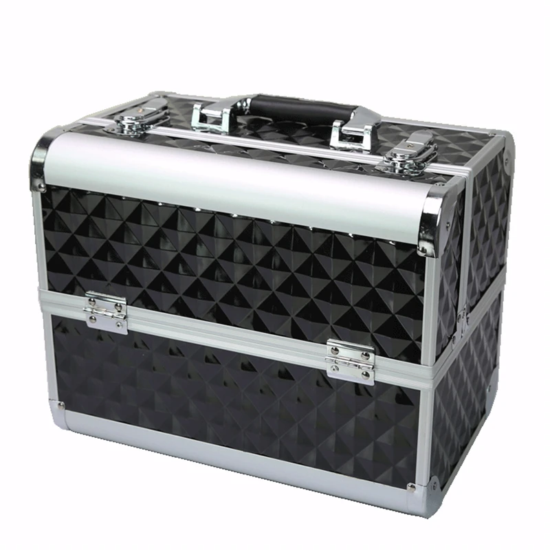 

Professional Women Large Capacity Makeup Fashion Toiletry Cosmetic Bag Multilayer Storage Box Portable Make Up Suitcase