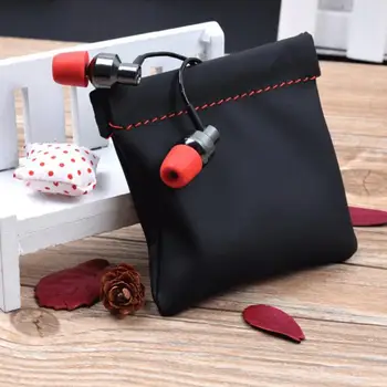 

Mini Portable Protect PU Leather Earphone Storage Anti-Dust Earbud Pouch Black Portable Bag Case Earphone Accessorie For Samsung