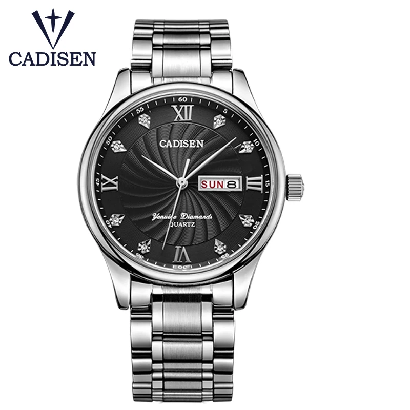 Cadisen 2012 роскошные Брендовые Часы из нержавеющей стали с дисплеем и датой