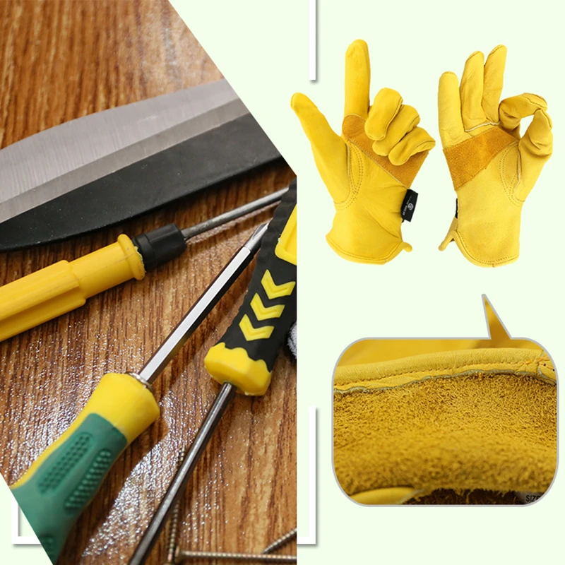 Work Gloves Cowhide Leather Factory Driver Climbing Gardening Glove Protective Yard Work work gloves,protective gloves,gardening gloves
