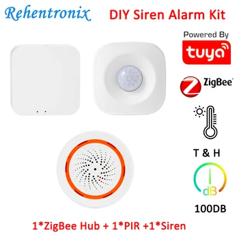 

100DB Siren Temperature Humidity PIR Motion Sensor Detector ZigBee Scenario Scene Smart Home System Kit with Hub