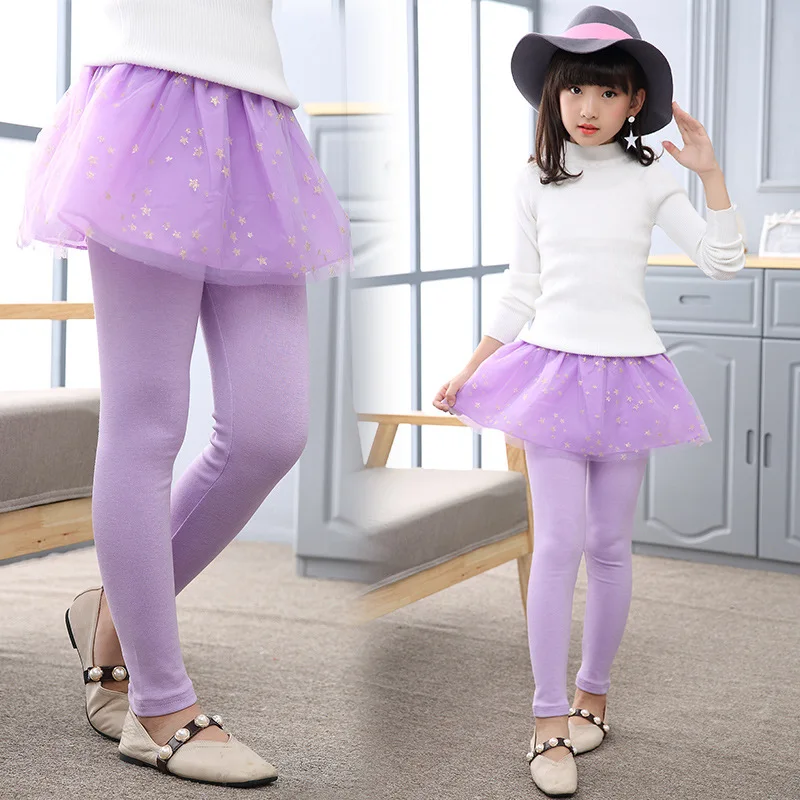 Childrenswear Girls Gauze Leggings Spring And Autumn Outer Wear Trousers Children Mock Two-Piece Culottes Baby Girls Pants