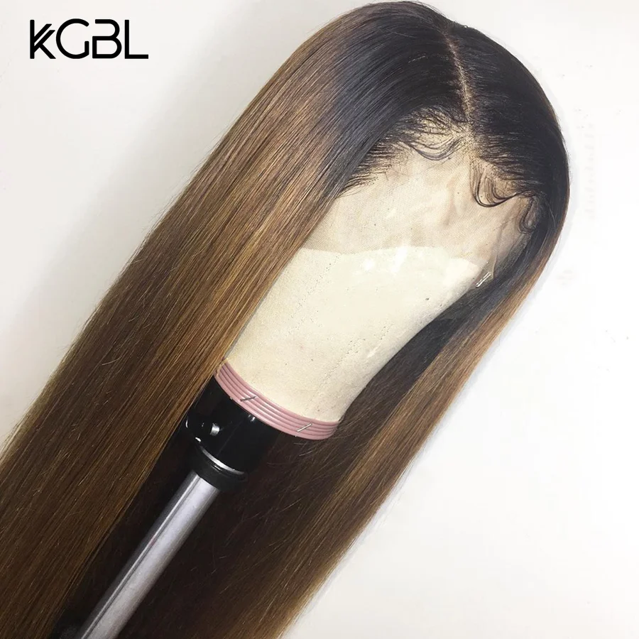 KGBL прямые 13*4 Кружева спереди средний коэффициент "-22" не-Реми человеческие волосы парики натуральный цвет бразильские волосы парики с детскими волосами