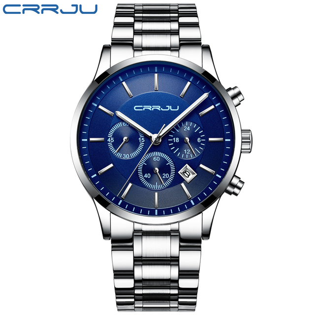 New Fashion Men Watch Classic Business Multifunction Chronograph Quartz Wristwatch Casual Waterproof Stainless Steel Clock