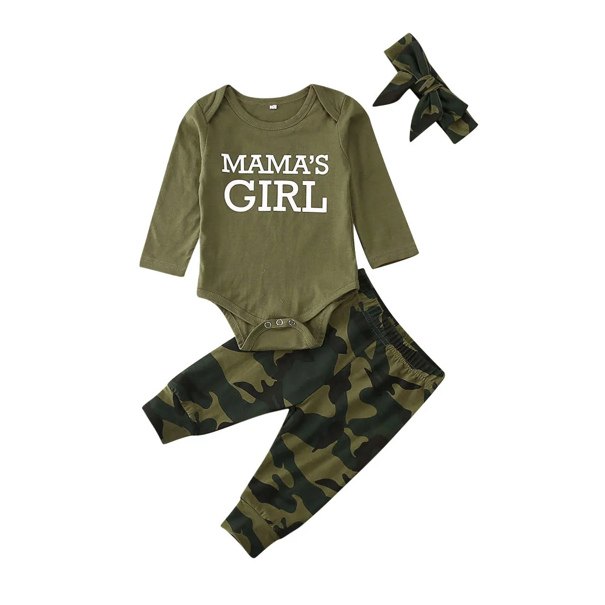 Детский комбинезон для мальчиков и девочек от 0 до 12 месяцев, топ, камуфляжные штаны комплект хлопковой одежды для малышей из 3 предметов - Цвет: Girl