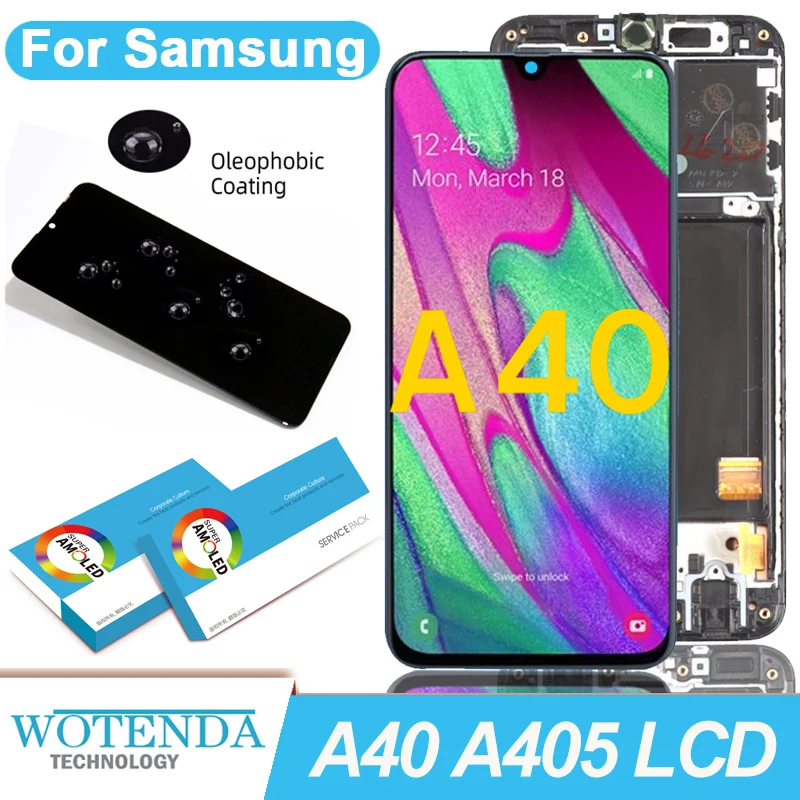 Samsung Galaxy A405, A40 Black Service Pack LCD & Touch Screen / Display