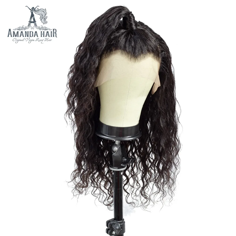 Amanda Water Wave Malaysian Hair Wigs 13x4 Lace Front Pre Plucked Hairline Natural Color 8-24 Inches Human Remy Hair Wigs