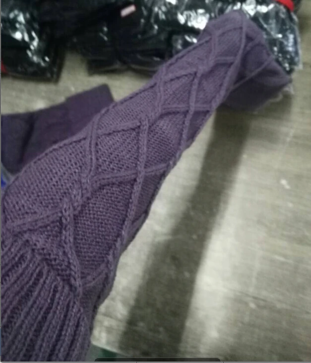 Autumn Winter Cotton Knitted Long Stockings Women Wool Braid Cable Over the Knee High Twist Boot Thigh High Stockings - Цвет: A1