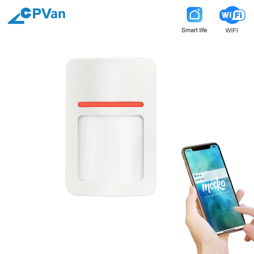 CPVan TUYA WIFI Infrared Alarm Detector WIFI PIR Motion Sensor Security Alarm Sensor Phone Remote Control Home Burglar Detector