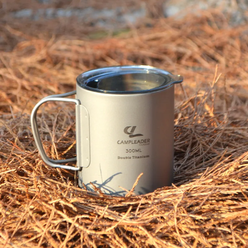 

Outdoor Camping Folding Drinking Water Cup With Lid 300ml Double Layer Cookware For Outdoor Camping Picnic