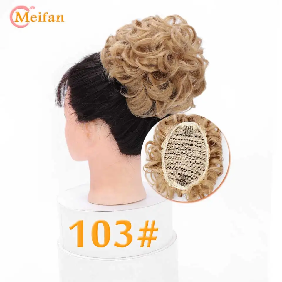 MEIFAN, синтетическая эластичная резинка, сетка, волнистые, калри, шиньон с двумя пластиковыми гребнями, зажим для волос, для наращивания, для девочек, модный головной убор - Цвет: 103