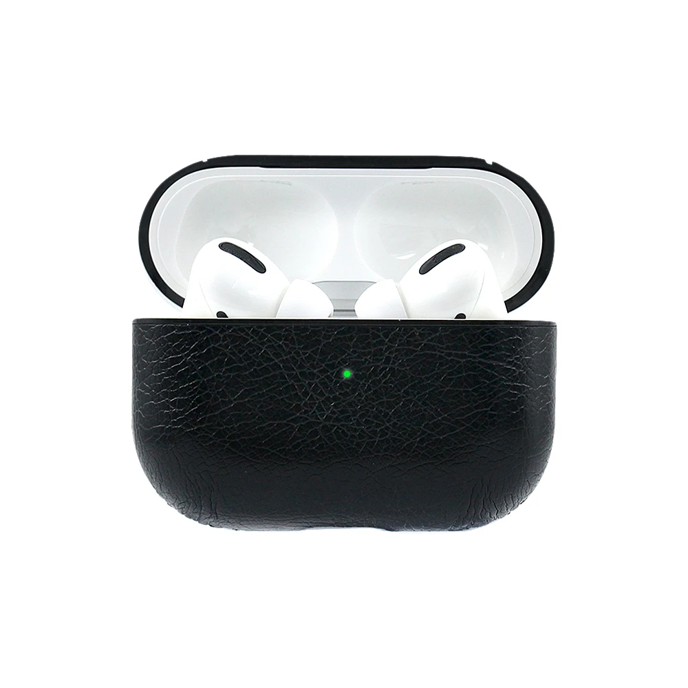 Кожаный чехол для Apple AirPods Pro чехол Bluetooth наушники защитная крышка гарнитура зарядная коробка для Airpods 3 Pro чехол s - Цвет: Black