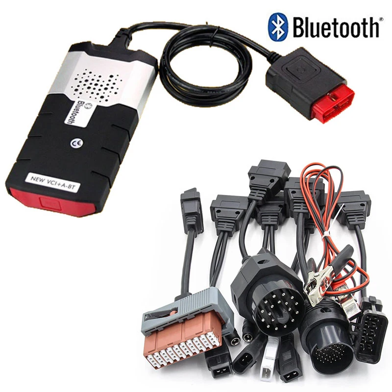 BT Car Cables Новинка. R0 Delphis Ds150e профессиональный автомобильный диагностический инструмент+ 8 шт автомобильных диагностических кабелей/8 шт Кабели для диагностики грузовиков - Цвет: BT Car Cables