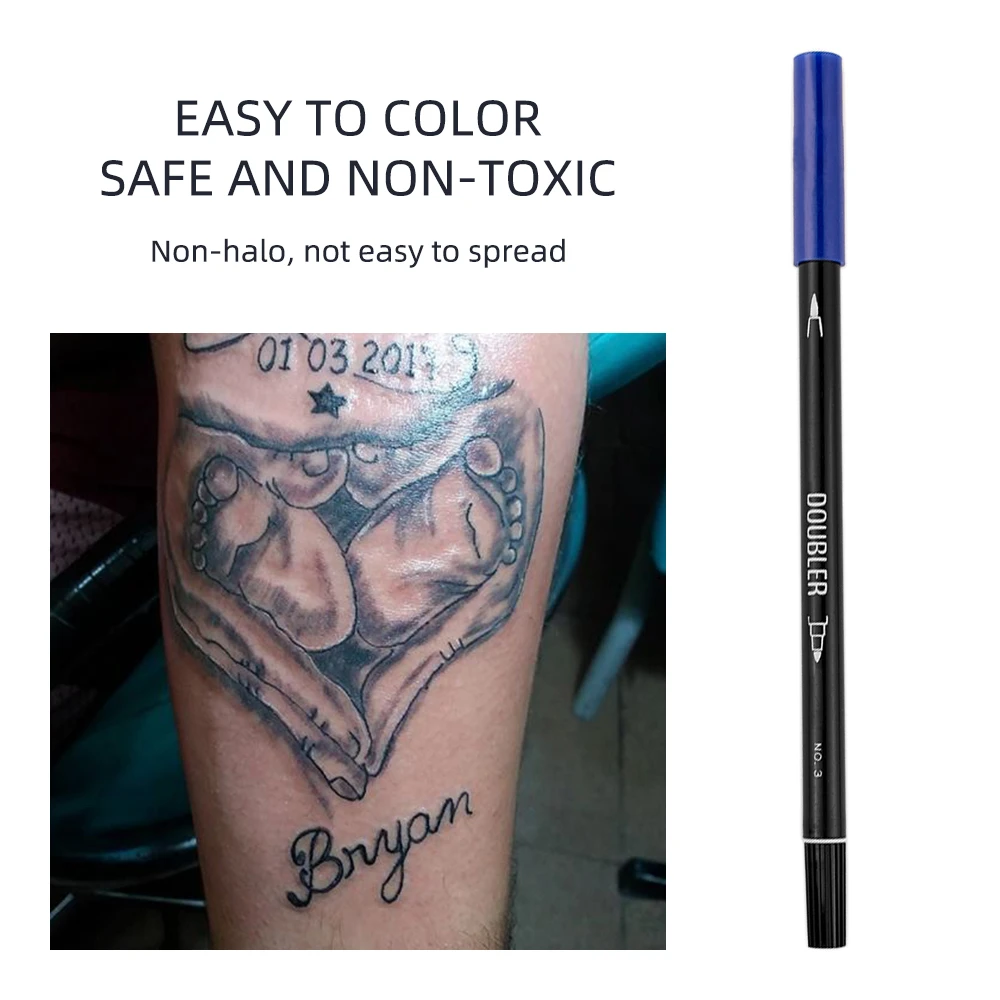 Tatouage Facile A Faire Au Stylo Stylo marqueur de tatouage pour ligne et ombrage, outil de traçage de peau  noire, encre permanente fine et brute | AliExpress
