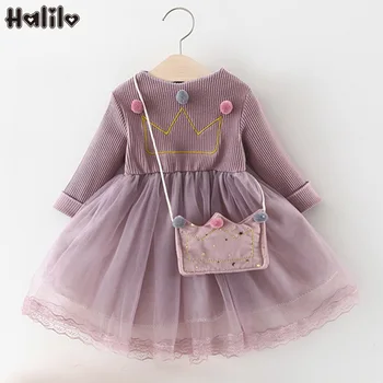 

Halilo Baby Girls Dress For Party Princess Costumes Solid Color Mesh Patchwork 1st Birthday Dress Ball Gown Infant Tutu Dresses