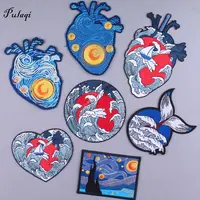 Buy Van Gogh Embroidered Patches For Clothing Stickers Hippie Heart Patch Accessories Iron On Patches On Clothes Embroidery Patch Online - Image 6